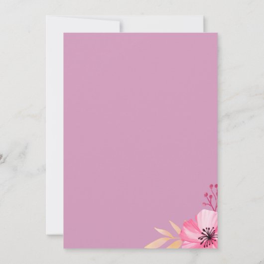 Invitation Love In Bloom botanic fleurs rose Fête des mariées (Dos)