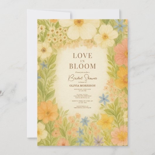 Invitation Love in Bloom Botanical QR Code Bridal Shower (Devant)