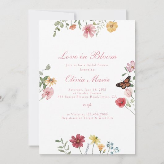 Invitation Love in Bloom Bridal Shower (Devant)
