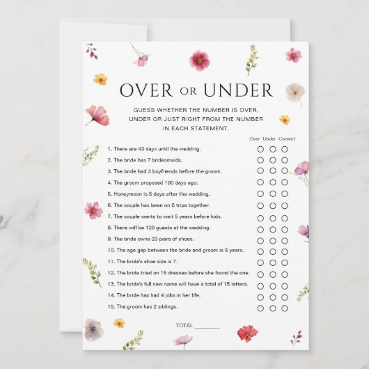 Invitation Love in Bloom Fête des mariées Over & Under Game C (Devant)