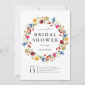 Invitation Love in Bloom Fleur sauvage Back & QR Code Douche (Devant)