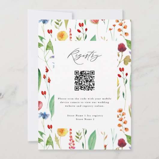 Invitation Love in Bloom Fleur sauvage Back & QR Code Douche (Dos)