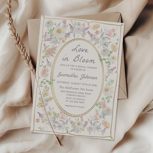 Invitation Love in Bloom Handwritten Floral Bridal Shower