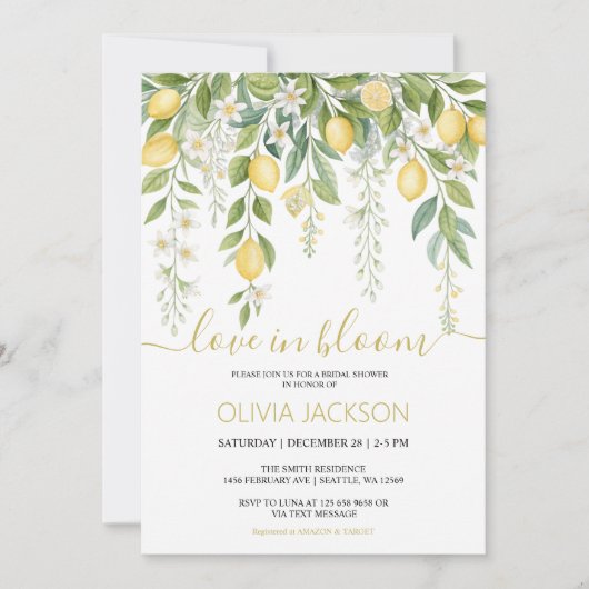 Invitation Love in Bloom | Lemon Blossom Bridal Shower (Devant)