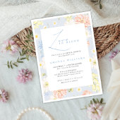 Invitation Love in bloom Modern Blue Flowers Bridal Shower  