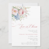 Invitation Love in Bloom Pastel Pink & Blue Bridal Shower (Devant)