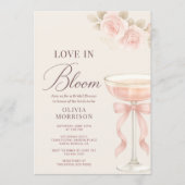 Invitation Love in Bloom Pink Champagne Bow Bridal Shower (Devant)