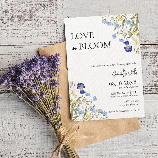 Invitation Love in Bloom Spring Fête des mariées Fleur sauvag