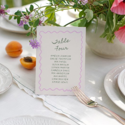 Invitation Love in Bloom Whimsical Handwritten Table 4 Card