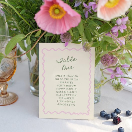 Invitation Love in Bloom Whimsical Handwritten Table One Card