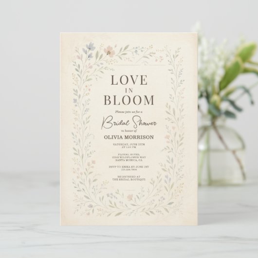Invitation Love in Bloom Wildflower QR Code Bridal Shower (Debout devant)