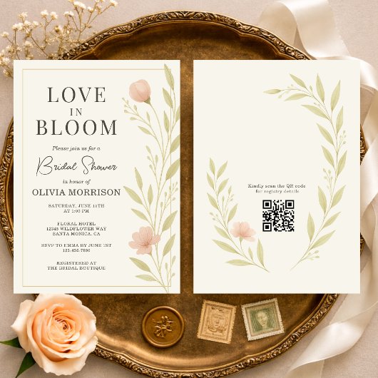 Invitation Love in Bloom Wildflower QR Code Bridal Shower