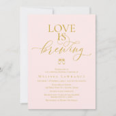 Invitation Love Is Brewing Baby Shower | Calligraphie Élégant (Devant)