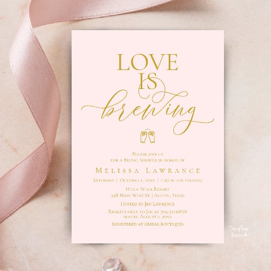 Invitation Love Is Brewing Baby Shower | Calligraphie Élégant