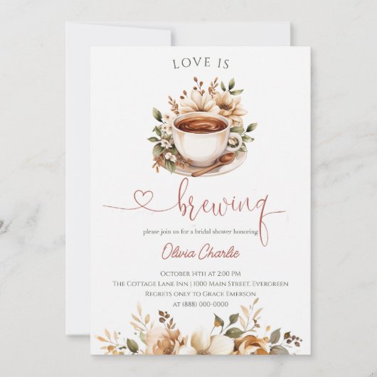 Invitation Love is Brewing Bridal Shower (Devant)