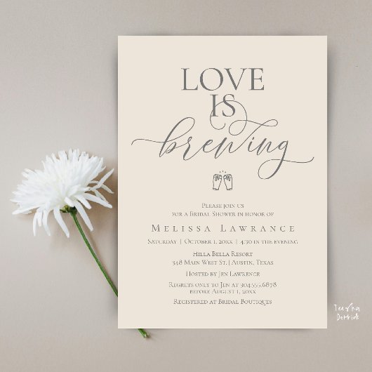 Invitation Love Is Brewing Bridal Shower | Elegant Script