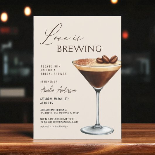 Invitation Love is Brewing Bridal Shower Espresso Martini