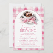 Invitation Love Is Brewing Café Ruban Rose Mariage Shower (Devant)