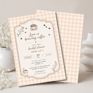 Invitation Love Is Brewing Café Vintage Beige Personnalisé