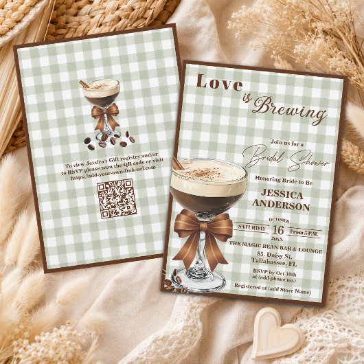 Invitation Love is Brewing Code QR Espresso Enterrement de Vi