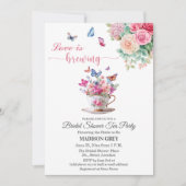Invitation Love is Brewing Code QR Fête de Mariage Tasse de T (Devant)