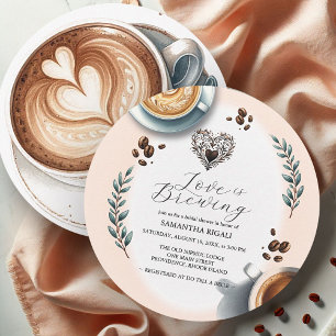 Invitation Love is Brewing Coffee Bridal Shower Rond