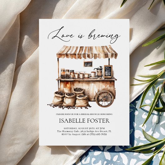 Invitation Love is Brewing Coffee Bridal Shower Rustic