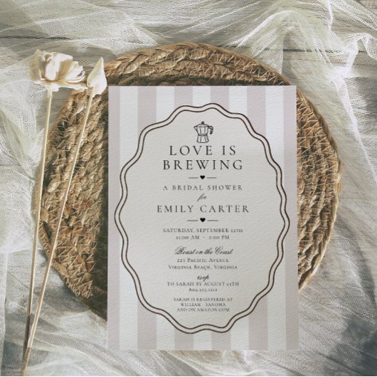 Invitation Love is Brewing Coffee Enterrement de mariage
