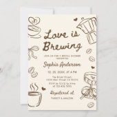 Invitation Love is Brewing Coffee Hand Drawn Bridal Shower (Devant)