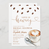 Invitation Love Is Brewing Coffee QR Code Bridal Shower (Devant / Derrière)
