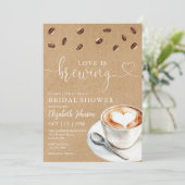 Invitation Love Is Brewing Coffee QR Code Enterrement de Vie (Debout devant)