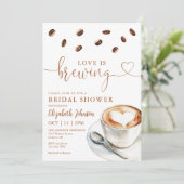 Invitation Love Is Brewing Coffee QR Code Enterrement de Vie  (Debout devant)