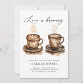 Invitation Love is Brewing Coffee Rustic Bridal Shower (Devant)