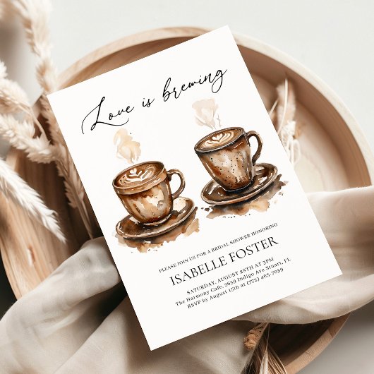 Invitation Love is Brewing Coffee Rustic Bridal Shower