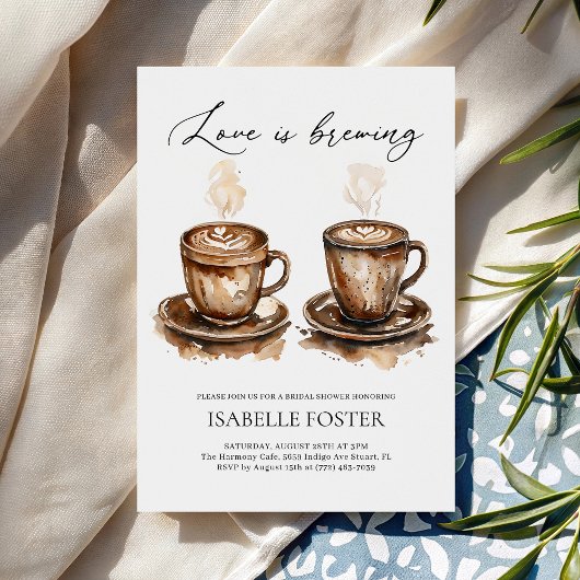 Invitation Love is Brewing Coffee Rustic Bridal Shower