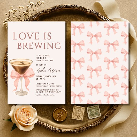 Invitation Love Is Brewing Coquette Bridal Shower
