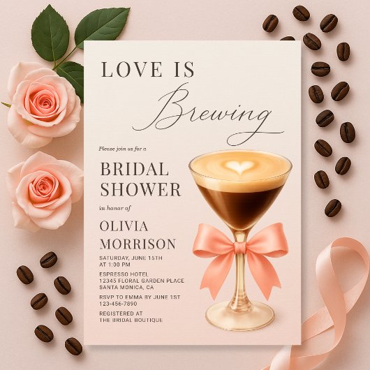 Invitation Love is Brewing Espresso Martini Bridal Shower