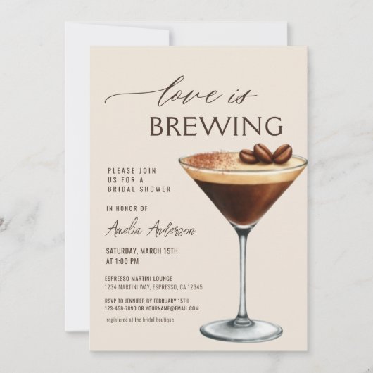 Invitation Love is Brewing Espresso Martini Bridal Shower (Devant)