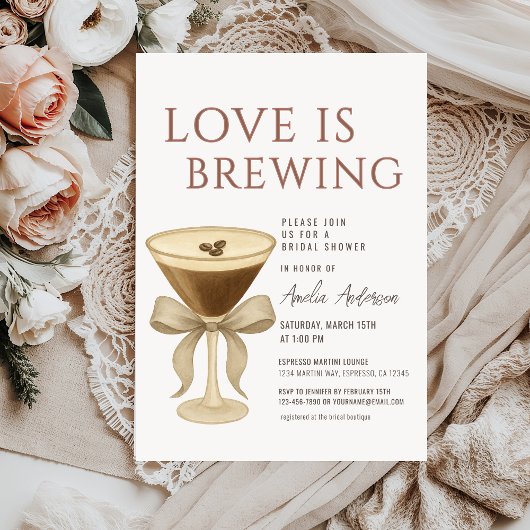 Invitation Love is Brewing Espresso Martini Enterrement de V