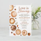 Invitation Love Is Brewing Fête de Mariage Café d'Automne (Debout devant)