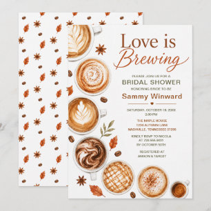 Invitation Love Is Brewing Fête de Mariage Café d'Automne