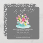 Invitation Love is Brewing Floral Bridal Tea Shower (Devant / Derrière)