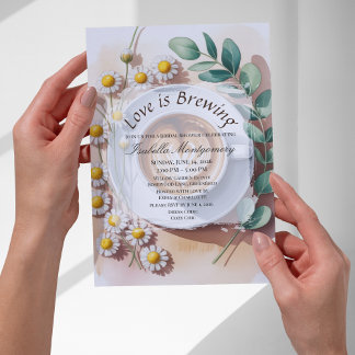 Invitation Love Is Brewing Floral Espresso Bridal Shower