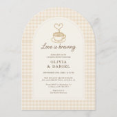 Invitation Love is Brewing Gingham Coffee Couples Shower (Devant)