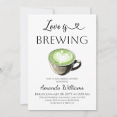 Invitation Love is Brewing Green Coffee Matcha Bridal Shower (Devant)