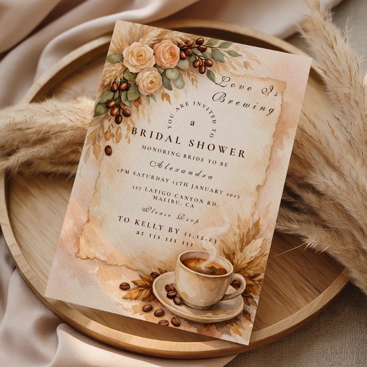 Invitation Love Is Brewing Mariage Café