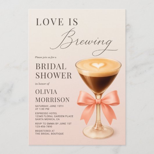 Invitation Love is Brewing QR Code Bridal Shower (Devant)
