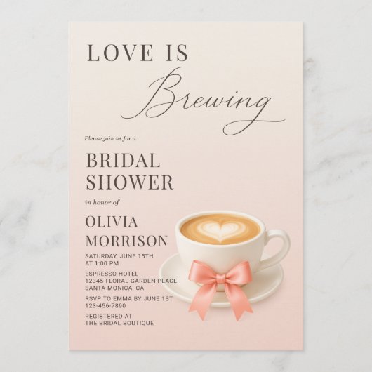 Invitation Love is Brewing QR Code Coffee Bridal Shower (Devant)