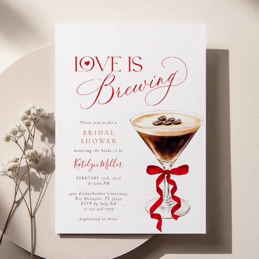 Invitation Love is Brewing Red Bow Bridal Shower