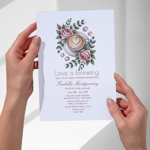 Invitation Love Is Brewing Romantique Latte Enterrement de Vi